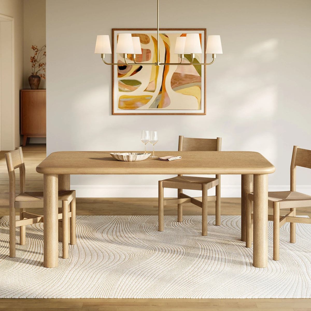 Alvia Rectangular Oak Wood Dining Table