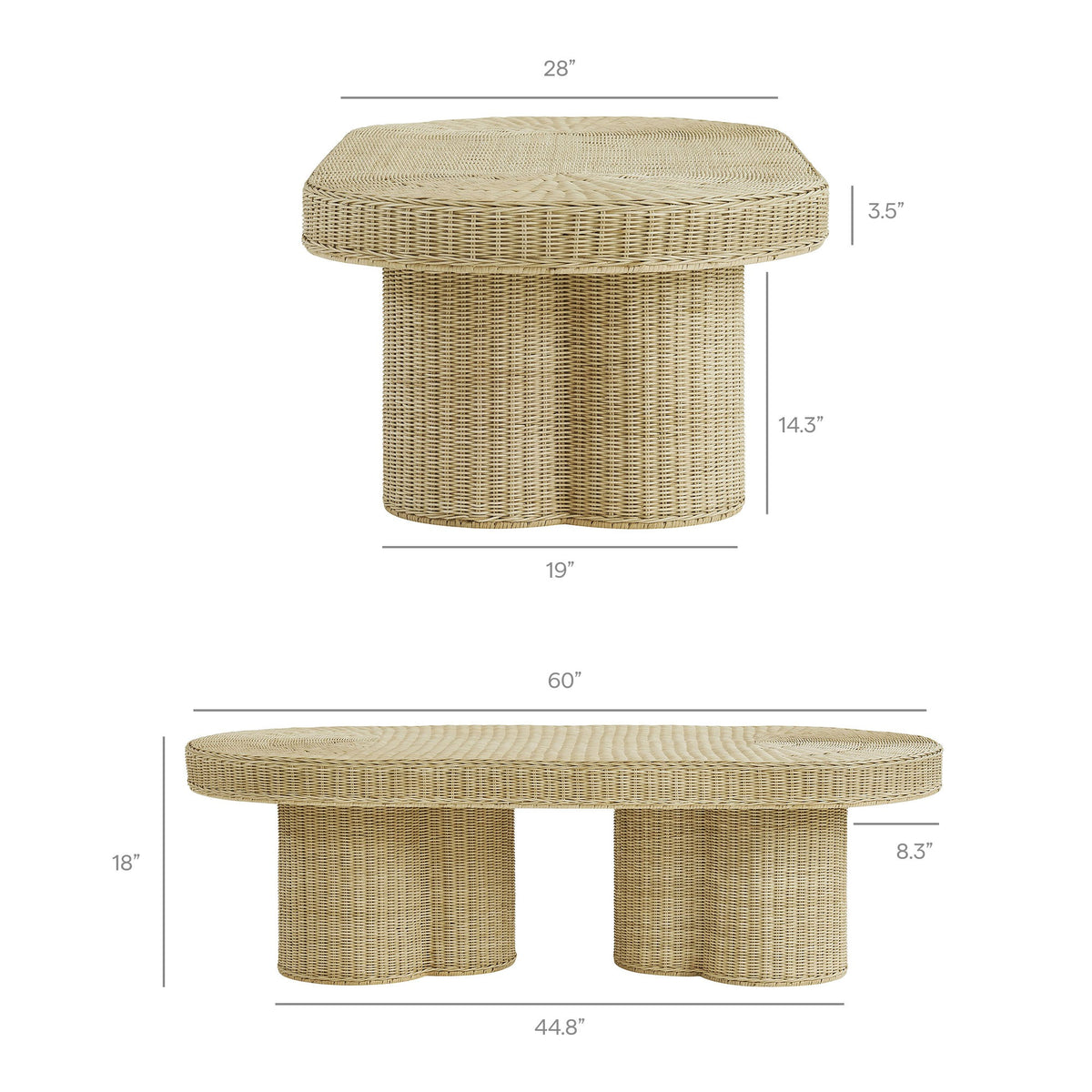 Sarova Natural Rattan Oval Pedestal Coffee Table